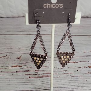 Chico's Gray/Bronze Chandelier Earrings NWT